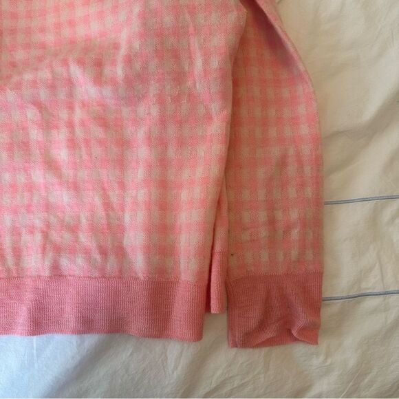 J. Crew Pink Gingham Cashmere Cardigan - Picture 6 of 8